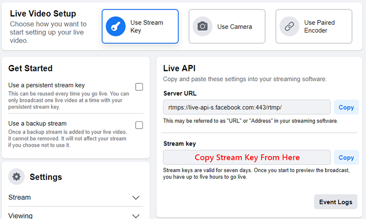 How to get URL of live Facebook videos